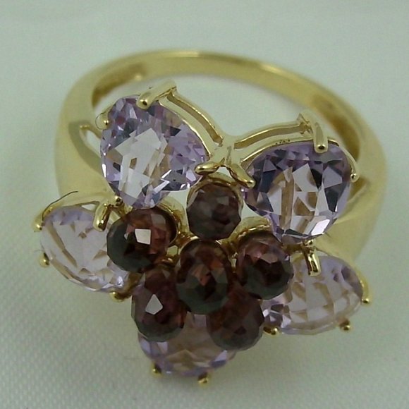 10K Lilac Quartz & Rhodolite 6.04ct Ring - Picture 10 of 11